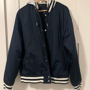 Abercrombie & Fitch Blue Hooded Bomber Jacket Classic Varsity Style Hoodie